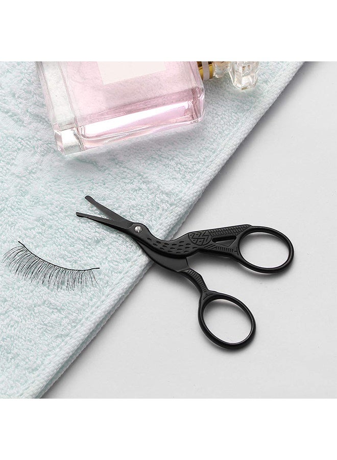 3.5" Rounded Tip Vintage Stork Scissors, Professional Stainless Steel with Black Titanium Coated, Cuticle Pedicure Beauty Grooming Scissors for Eyebrow, Facial Hair, Dry Skin, Nose Hair - Image 5